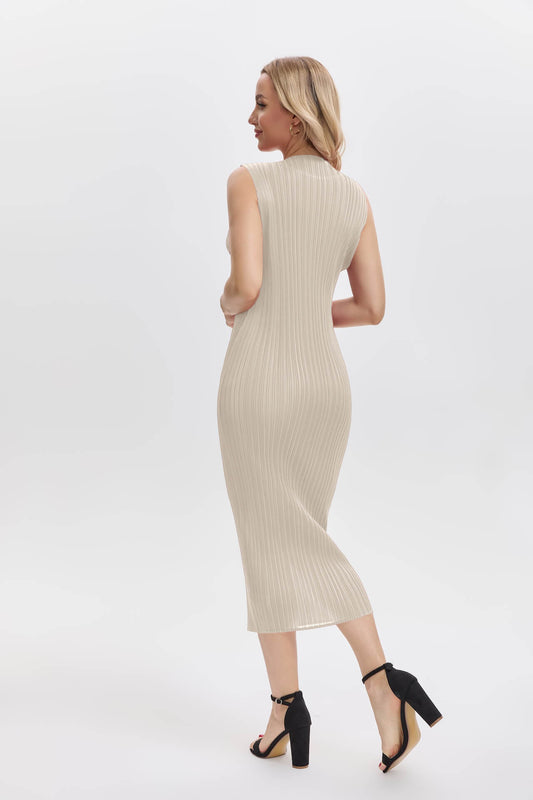Pleats Please By Issey Miyake Pleated Midi Dress Maternity Friendly-Off White