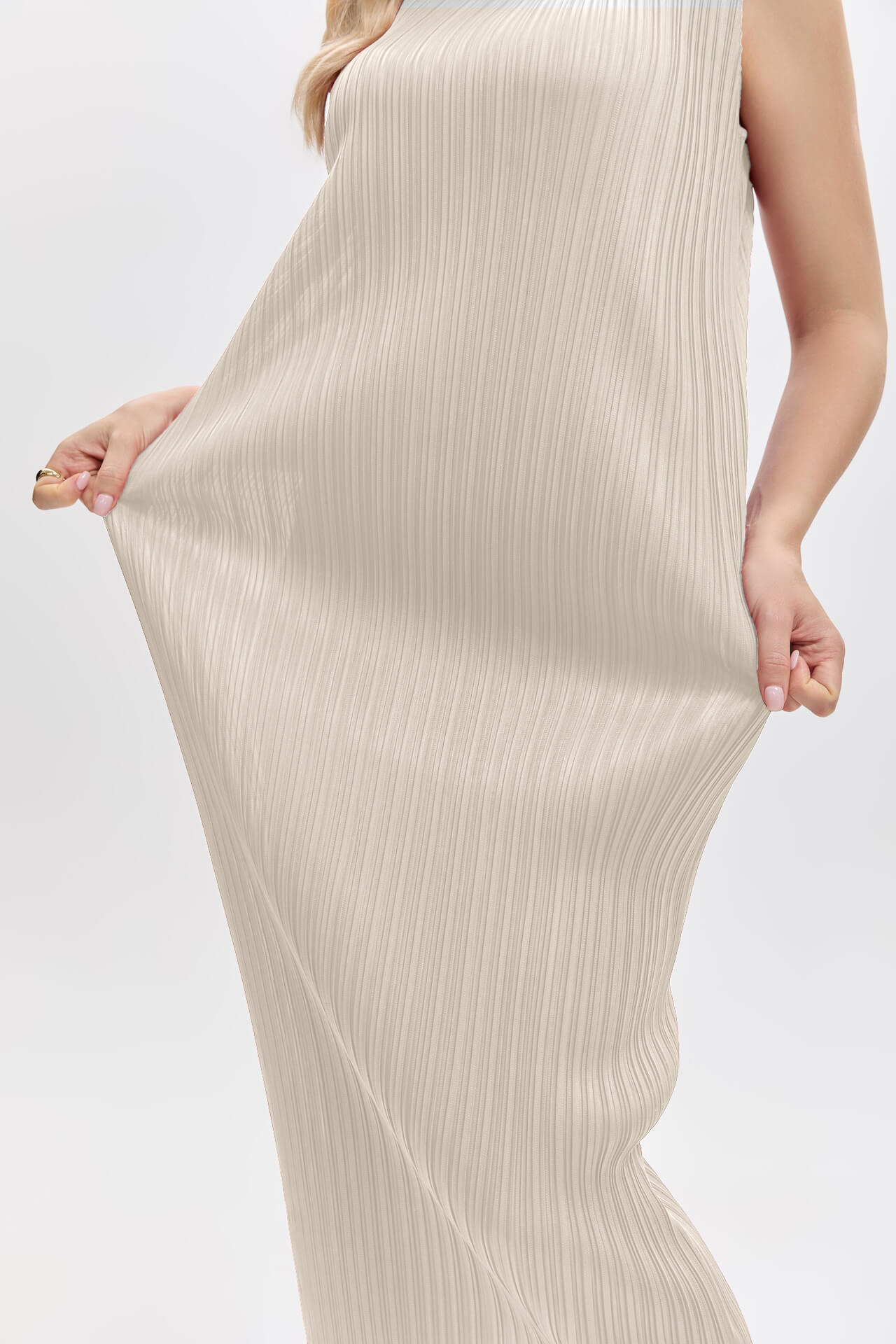 Pleats Please By Issey Miyake Pleated Midi Dress Maternity Friendly-Off White